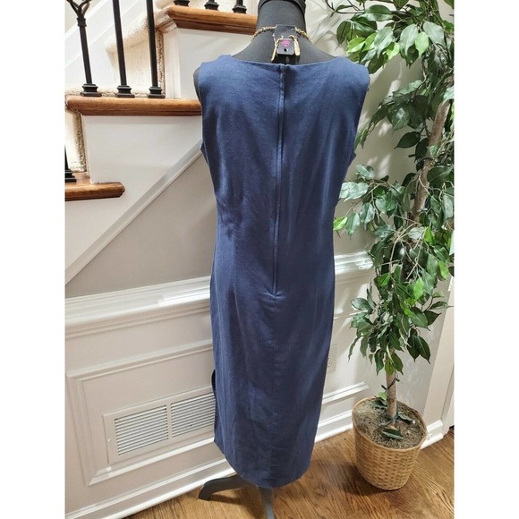 M.H.M Women Solid Blue Linen & Rayon Top Shirt & Maxi Dress 2 Piece Suit Size 10 - Picture 8 of 12